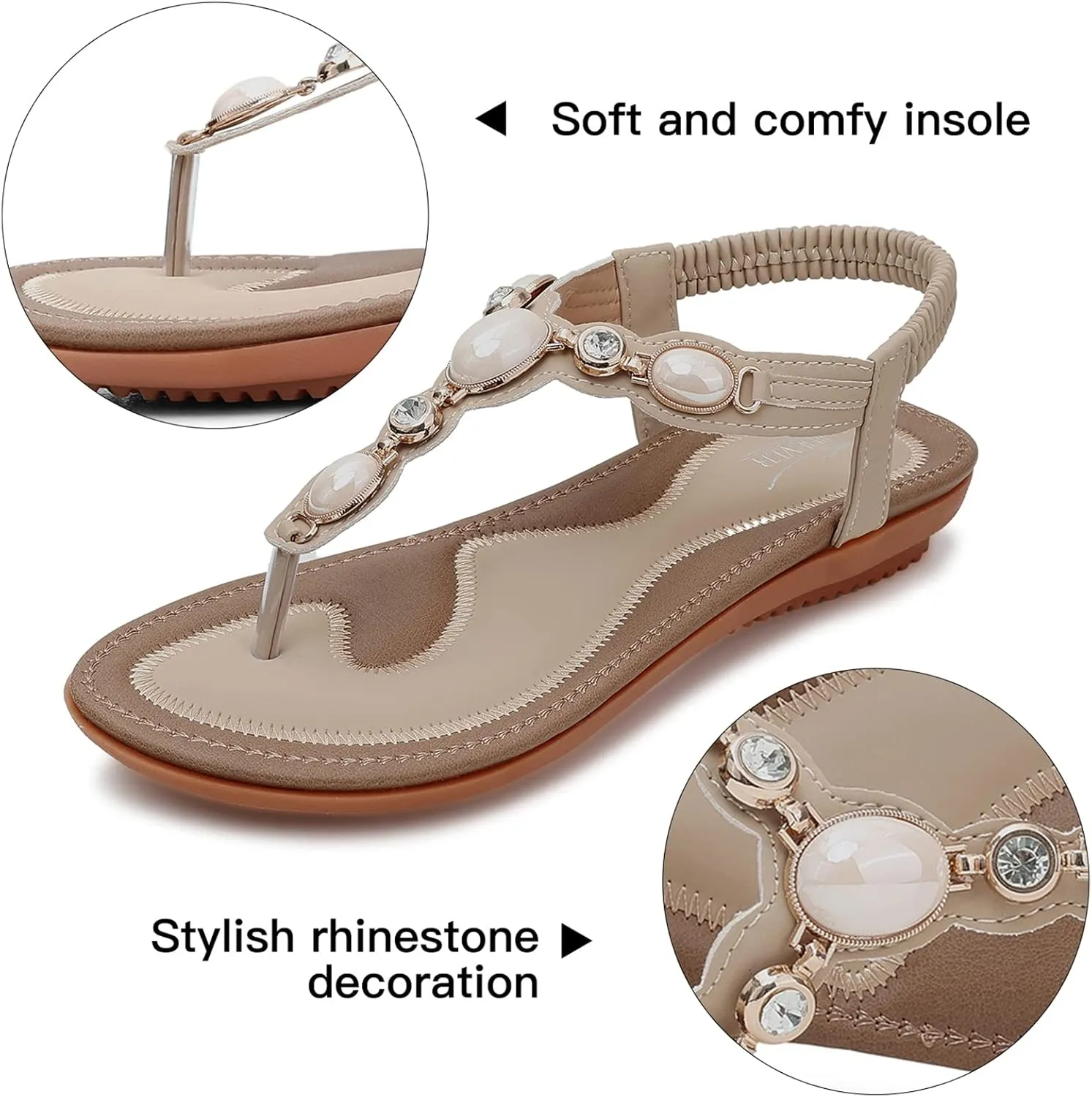 SHIBEVER Flat Sandals for Women Dressy: Summer Comfortable Dress Thong Flats Sandal