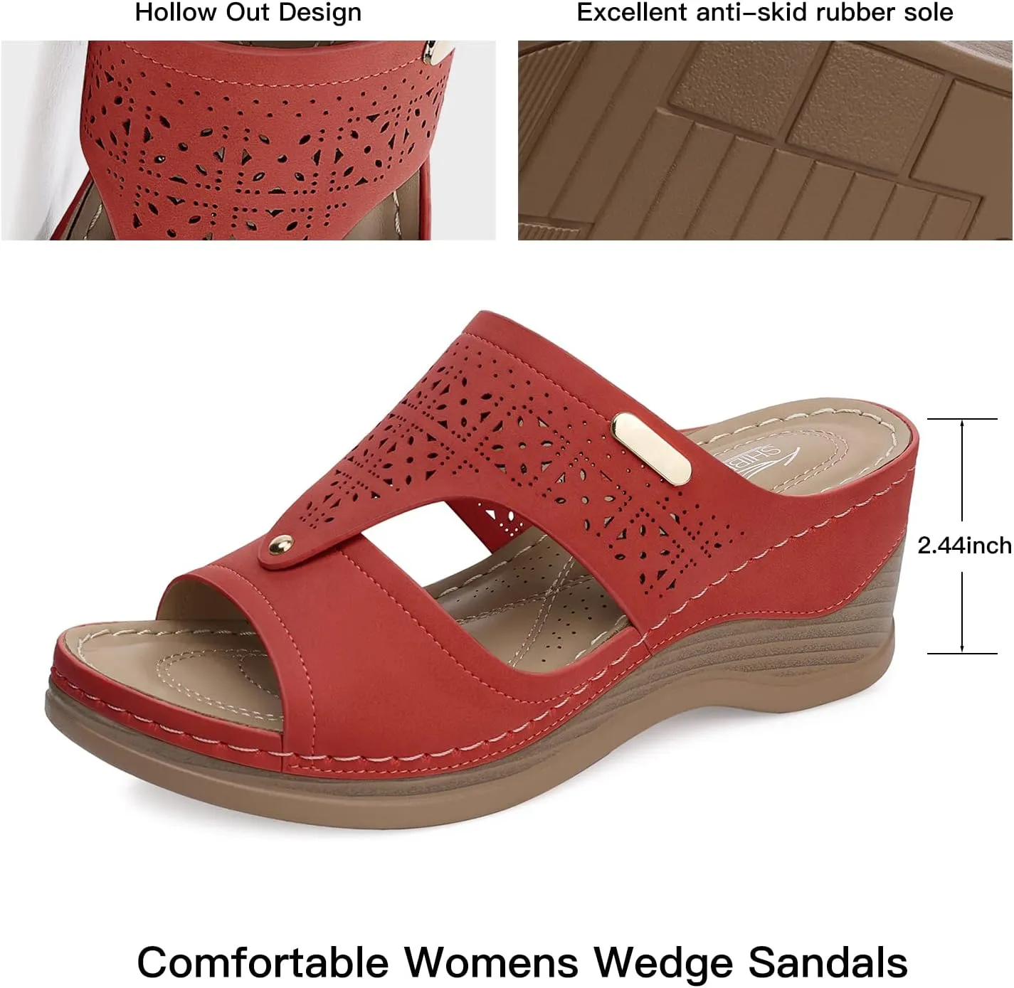 SHIBEVER Wedge Sandals Women Summer: Comfortable Open Toe Dressy Platform Sandal Shoes