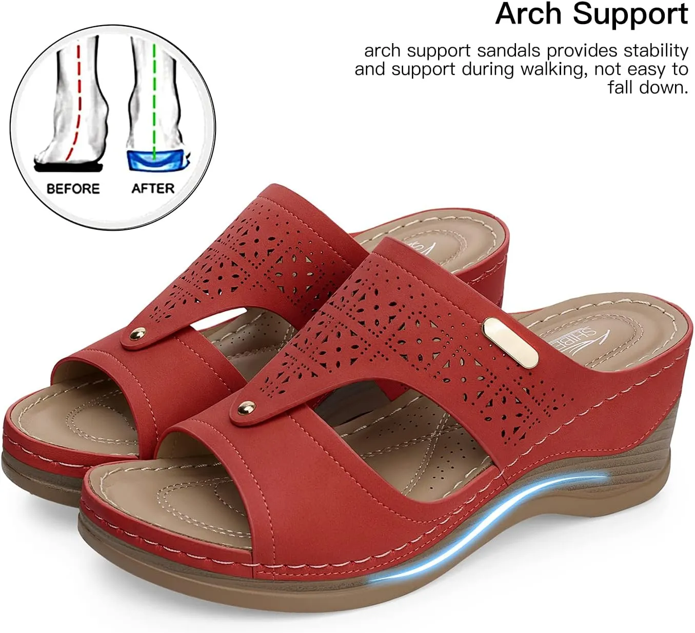 SHIBEVER Wedge Sandals Women Summer: Comfortable Open Toe Dressy Platform Sandal Shoes