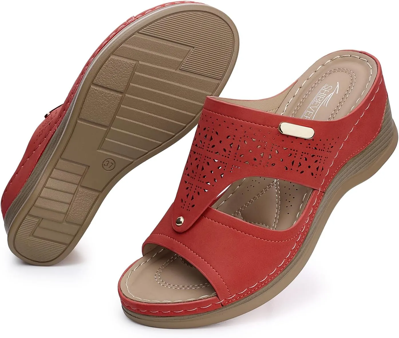 SHIBEVER Wedge Sandals Women Summer: Comfortable Open Toe Dressy Platform Sandal Shoes