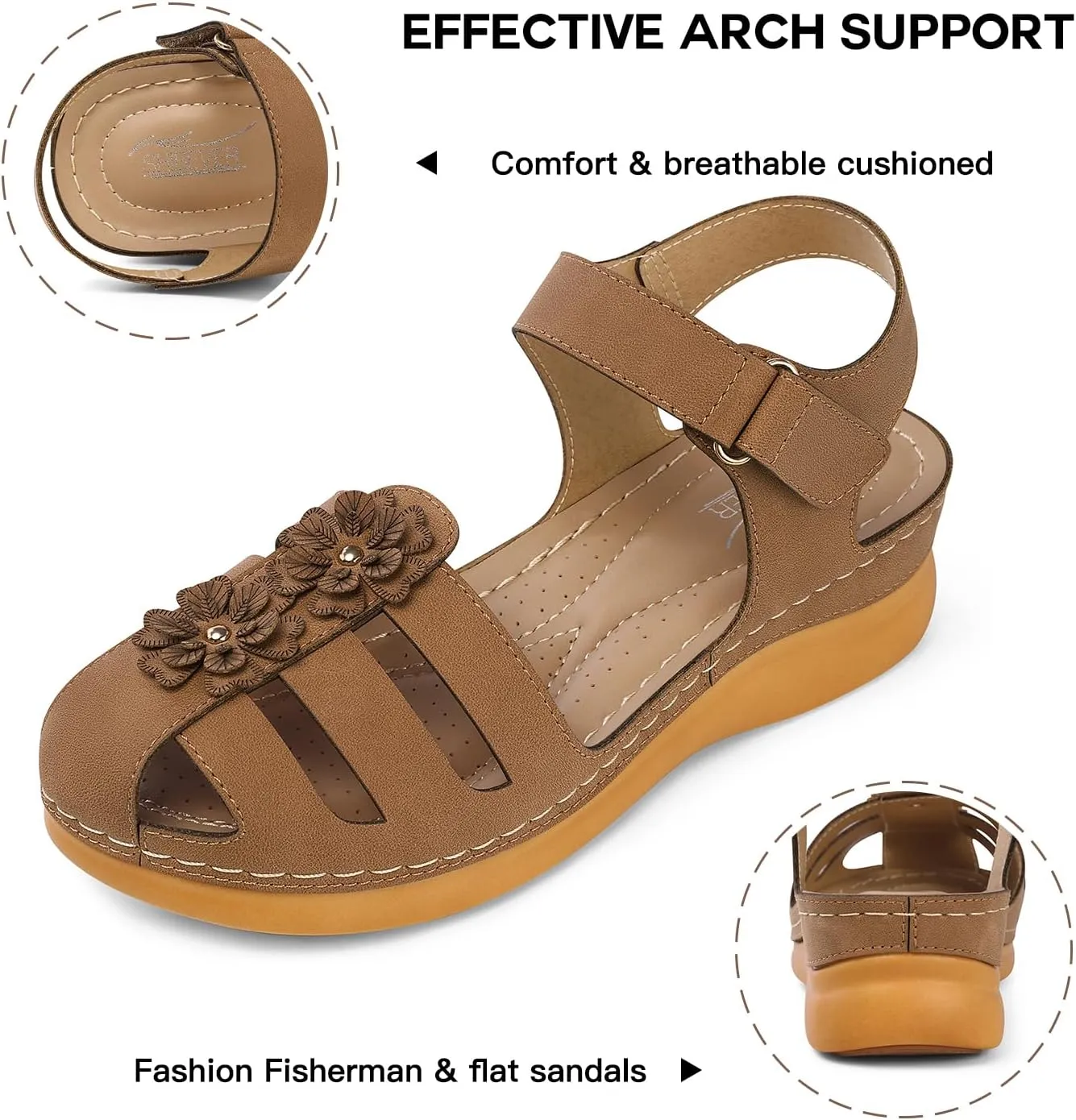 SHIBEVER Women Comfortable Flat Sandals: Dressy Summer Sandal - Closed Toe Fisherman Sandals
