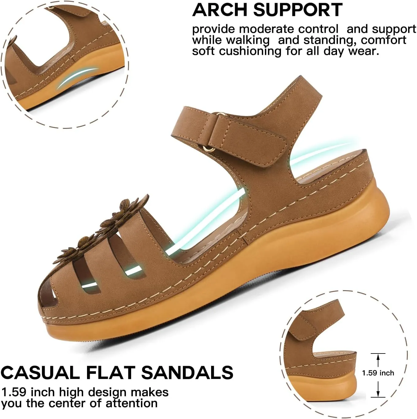 SHIBEVER Women Comfortable Flat Sandals: Dressy Summer Sandal - Closed Toe Fisherman Sandals