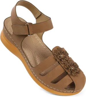 SHIBEVER Women Comfortable Flat Sandals: Dressy Summer Sandal - Closed Toe Fisherman Sandals