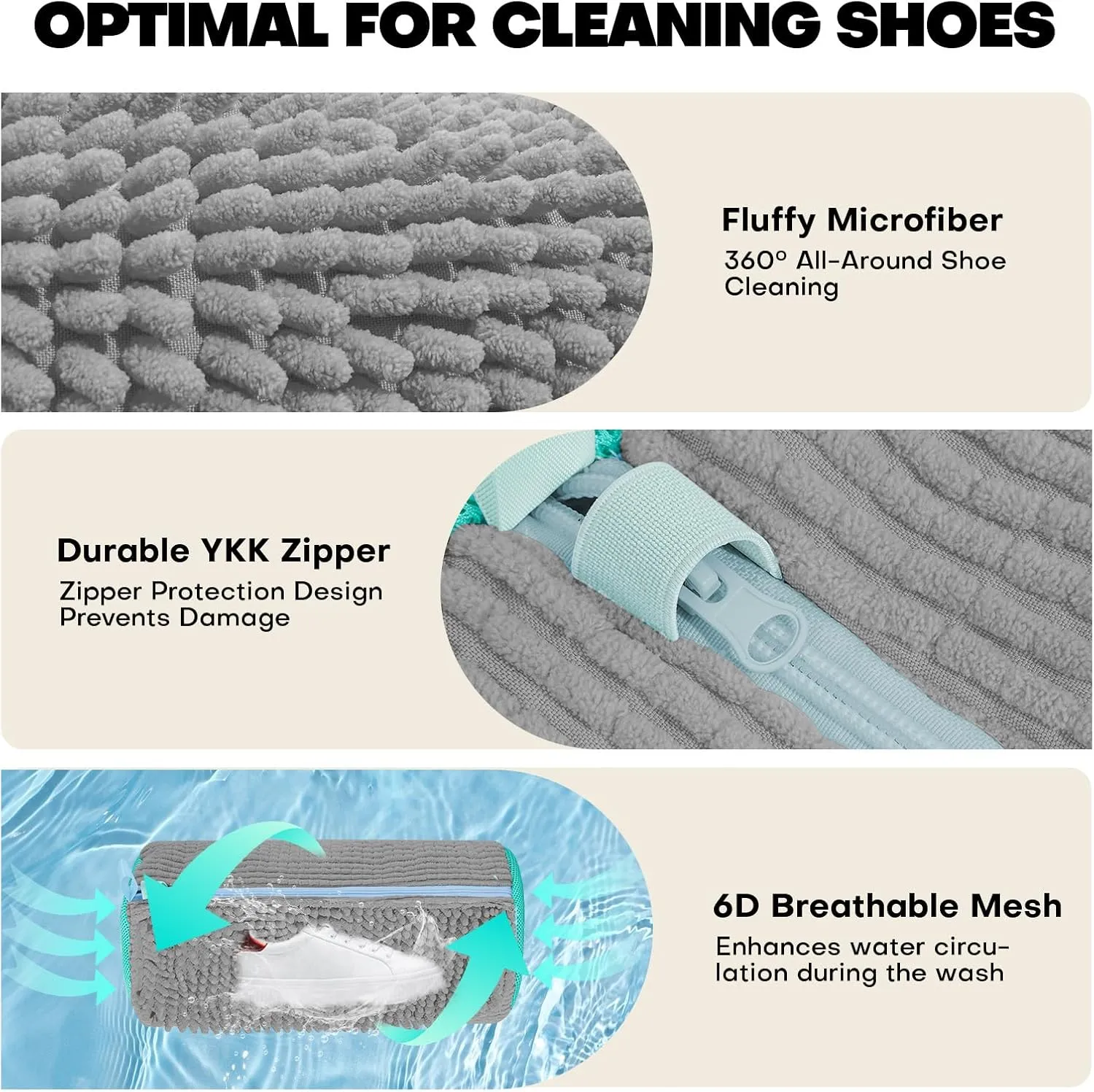 Shoe Washing Machine Bag: Laundry Shoe Bag for Washer and Dryer - 2pc Reusable Shoe Cleaning Bag for Sneaker Tennis Shoes Unstain Cleaner Kit (Gray 2pcs)