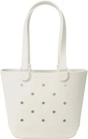Simple Modern Medium Beach Bag | Waterproof Getaway Rubber Tote with Zipper Pocket for Travel, Pool, Boat, Groceries, Sports | Cream