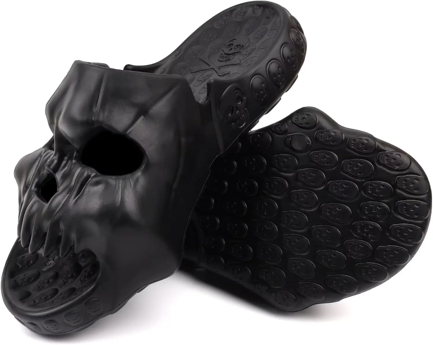 Skull Slides Sandals for Men Women,Non Slip Sport Cloud Cloudies Slides Slippers,Open Toe Slip on Comfy Beach Halloween Skull Slides Shower House Home Indoor Outdoor Thick Soft Shoes