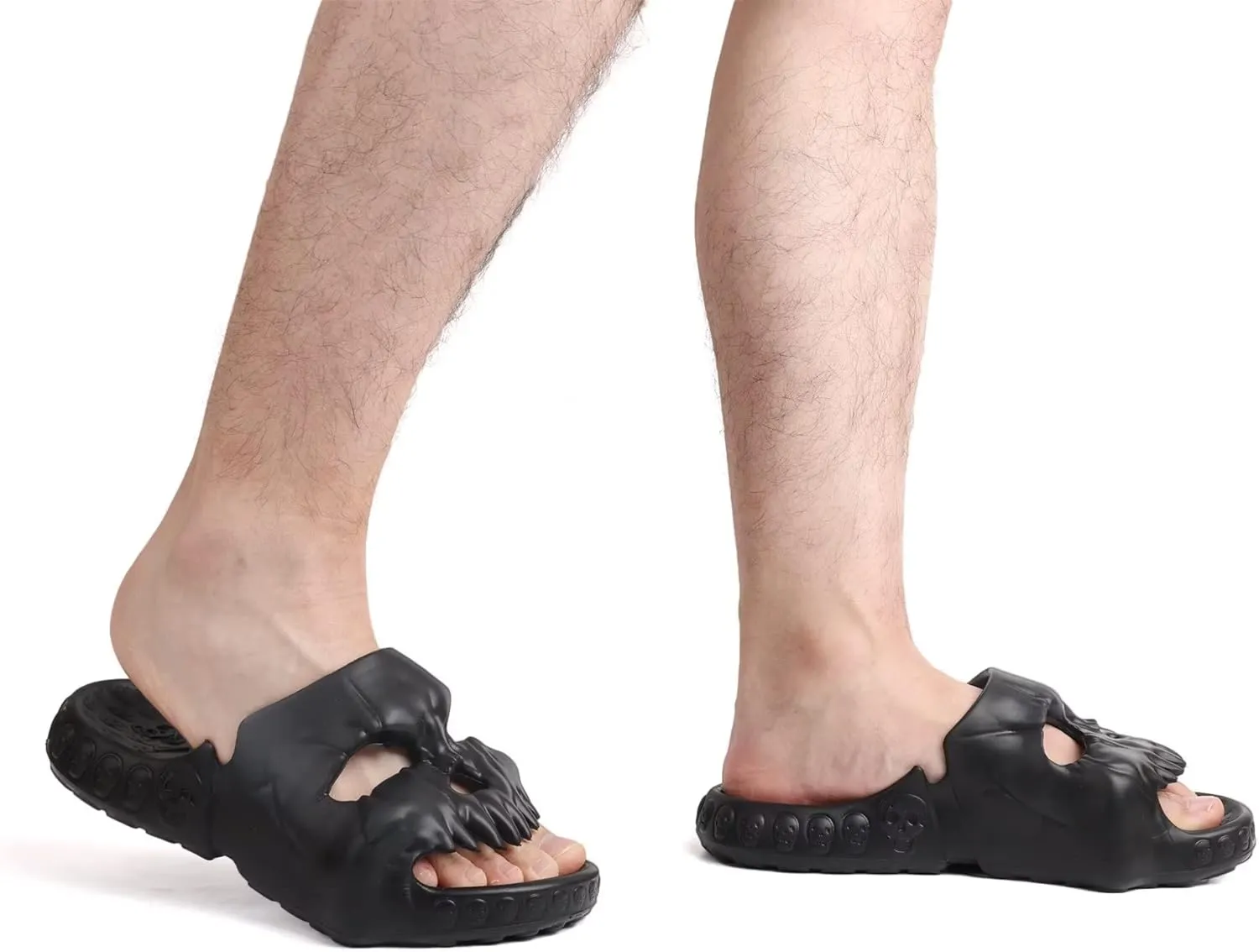 Skull Slides Sandals for Men Women,Non Slip Sport Cloud Cloudies Slides Slippers,Open Toe Slip on Comfy Beach Halloween Skull Slides Shower House Home Indoor Outdoor Thick Soft Shoes