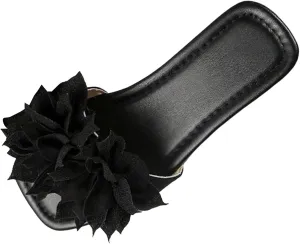 Slides Sandals Women Footwear Women's Summer Flat Casual Fashion Slippers Floral Embellishments One Line Beach Slippers