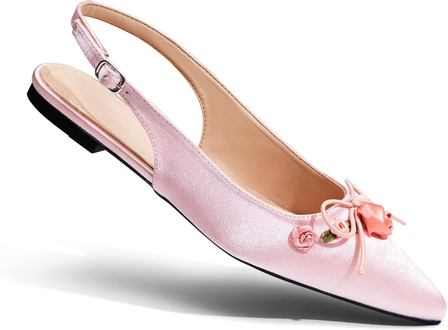 Slingback Flats;Closed Pointed Toe Flat Sandals;Floral Fashion Women Flats