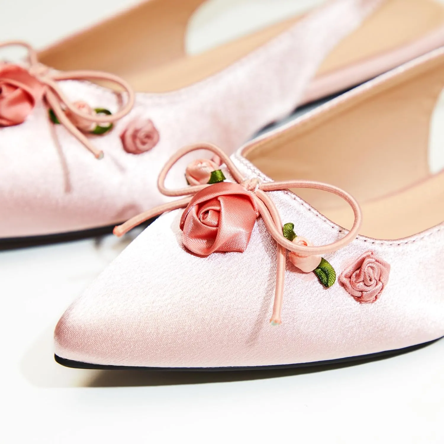Slingback Flats;Closed Pointed Toe Flat Sandals;Floral Fashion Women Flats