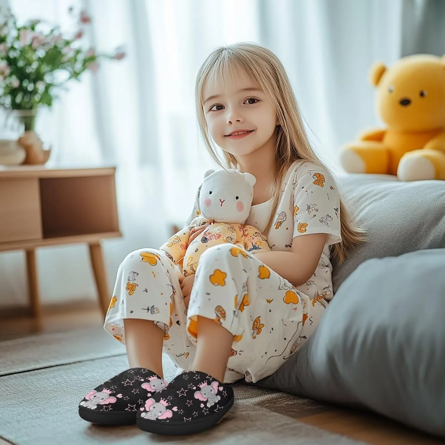 Slippers for Kids Anti-slip House Slippers Warm Plush Slippers Cozy Bedroom Slippers