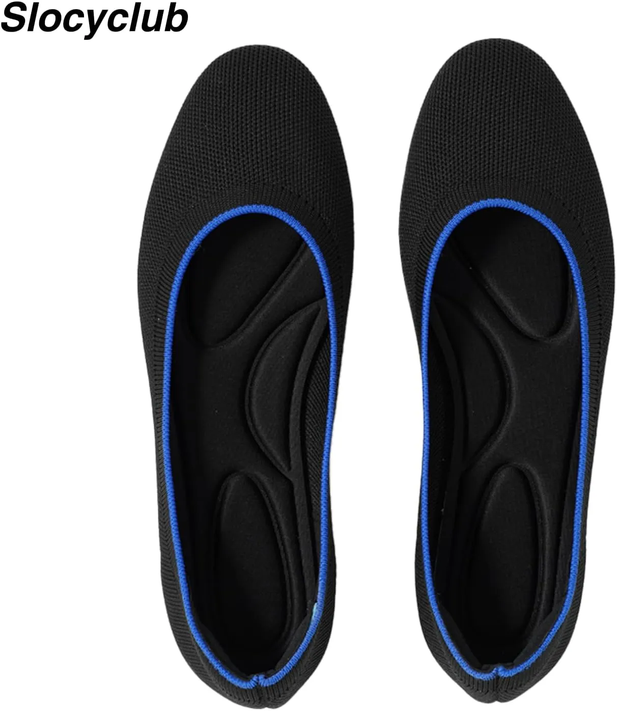 Slocyclub Flat Shoes for Women Classic Pointed Toe Slip On Ballet Shoes Knitted Texture Black Comfortable Dress Shoes
