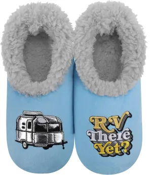 Snoozies Pairable Slipper Socks - Funny House Slippers for Women, Non-Slip Fuzzy Slipper Socks - Happy Camper