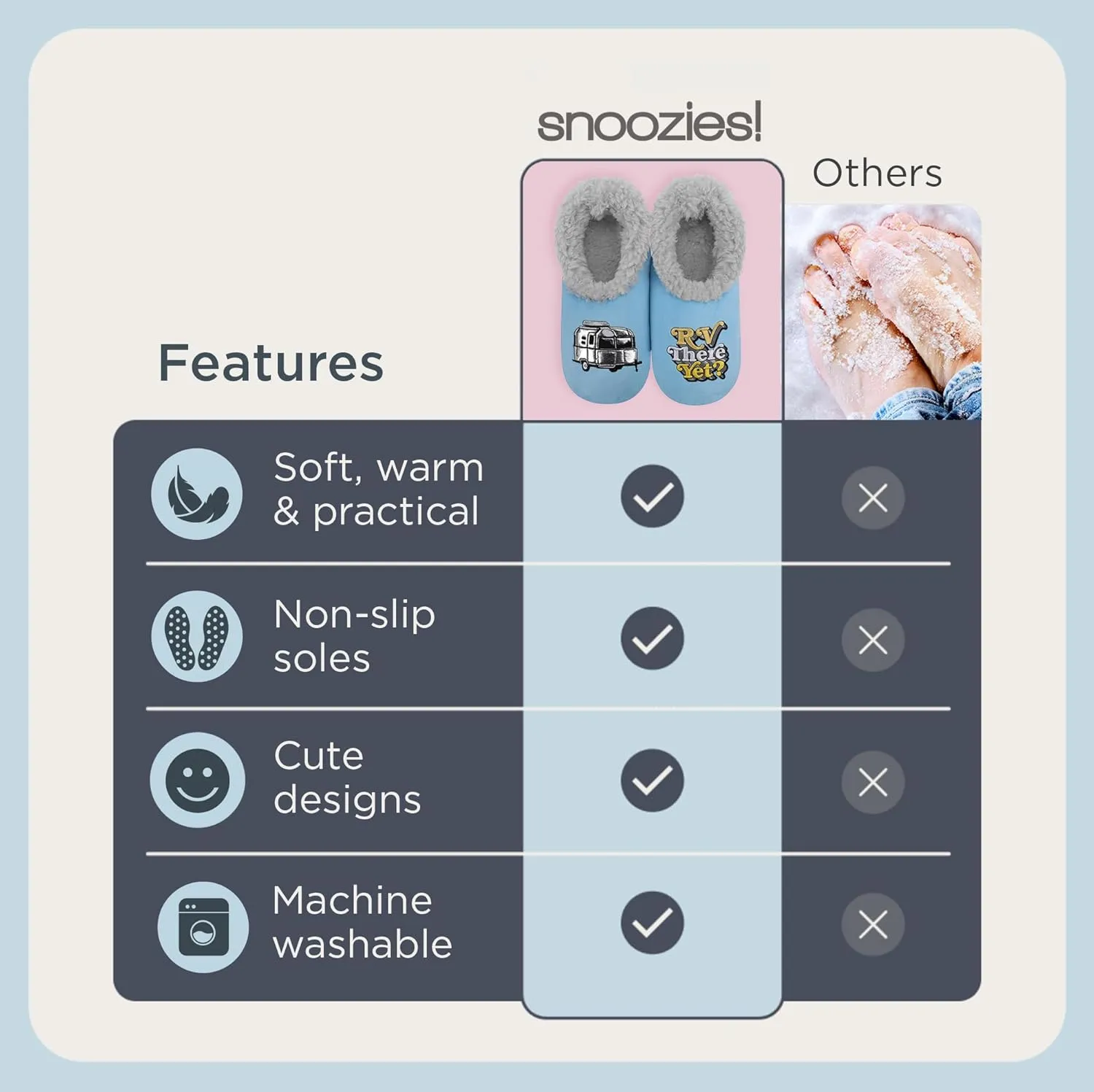 Snoozies Pairable Slipper Socks - Funny House Slippers for Women, Non-Slip Fuzzy Slipper Socks - Happy Camper