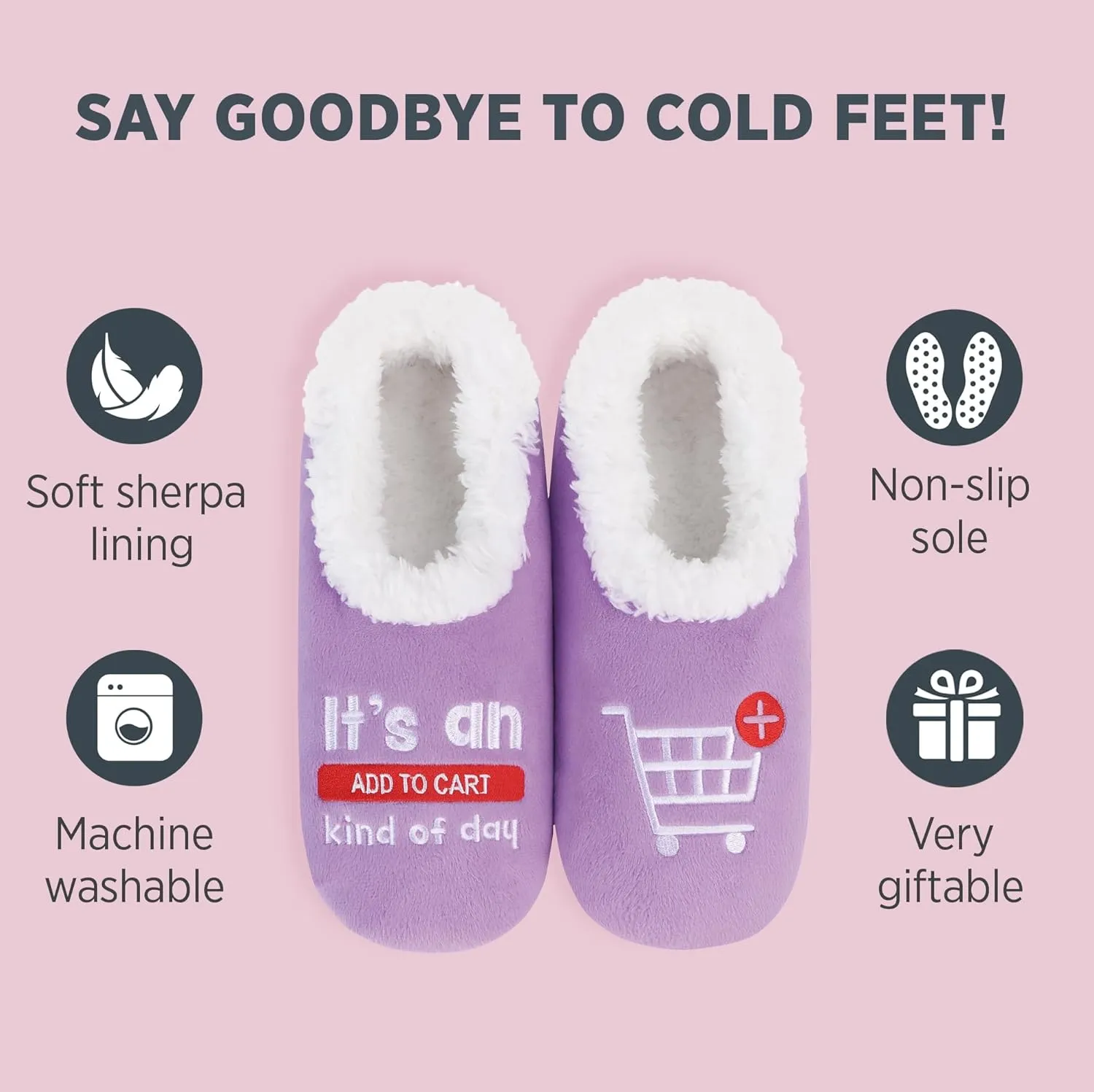 Snoozies Pairable Slipper Socks - Funny House Slippers for Women, Non-Slip Fuzzy Slipper Socks