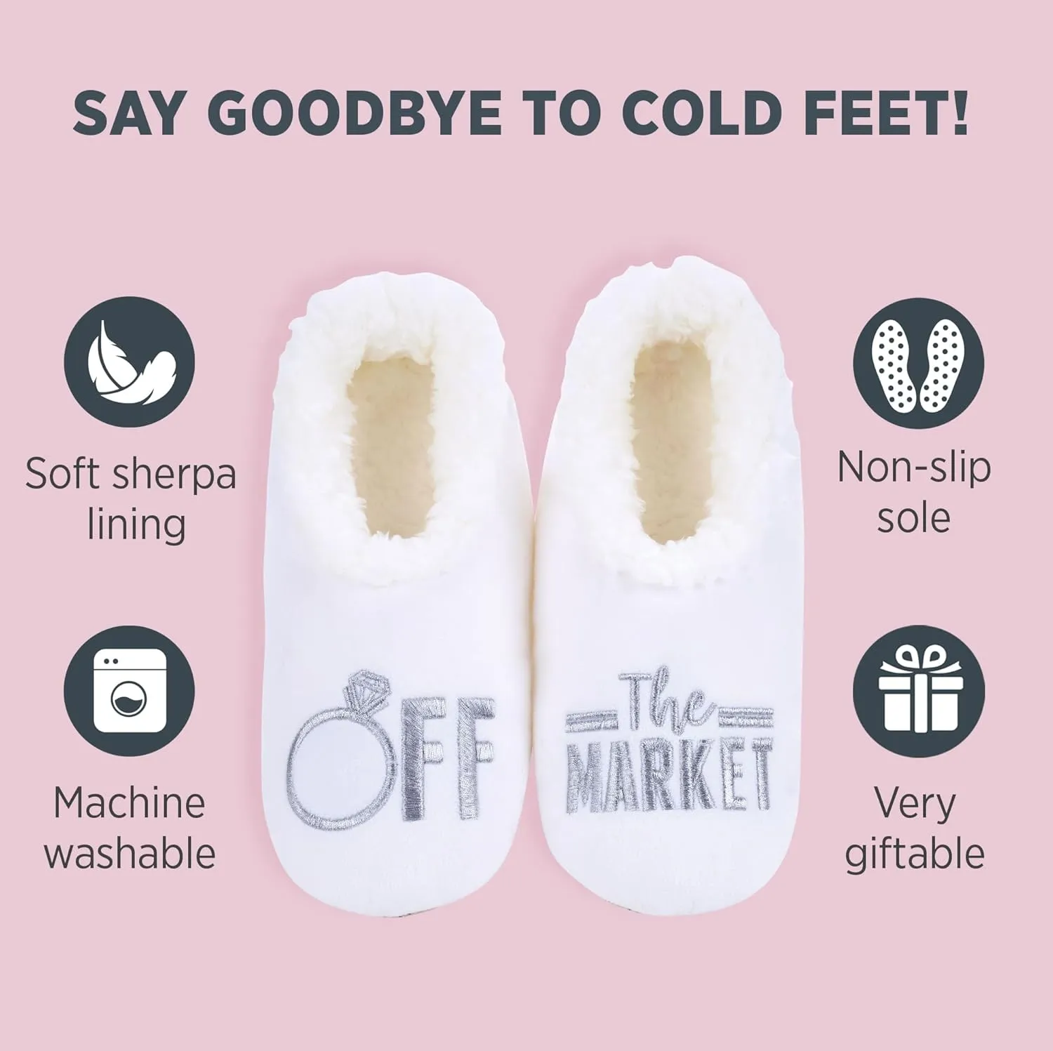 Snoozies Pairable Slipper Socks - Funny House Slippers for Women, Non-Slip Fuzzy Slipper Socks