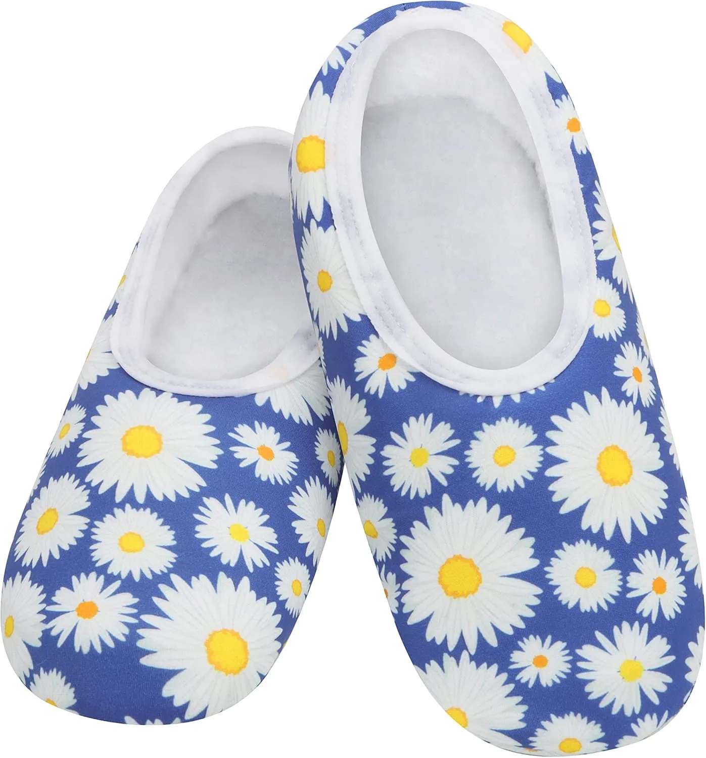Snoozies Skinnies Slipper Socks Cozy, Foldable Slippers for Women, Non Slip Socks for Travel & Indoors - Bright Daisy