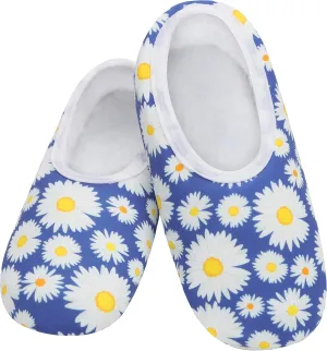 Snoozies Skinnies Slipper Socks Cozy, Foldable Slippers for Women, Non Slip Socks for Travel & Indoors - Bright Daisy