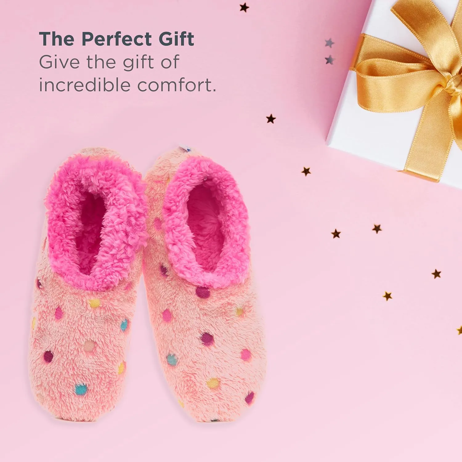 Snoozies Slippers for Women | Lotsa Dots Colorful Cozy Sherpa Slipper Socks | Womens House Slippers | Cozy Slippers for Women | Colorful Womens Fuzzy Slippers