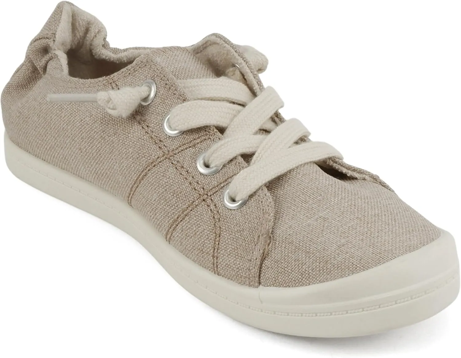Soda Flat Women Shoes Linen Canvas Slip On Sneakers Lace Up Style Loafers Zig-S