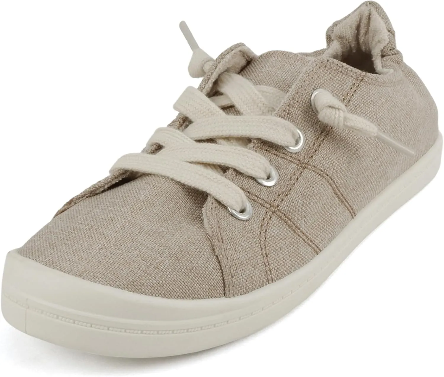 Soda Flat Women Shoes Linen Canvas Slip On Sneakers Lace Up Style Loafers Zig-S