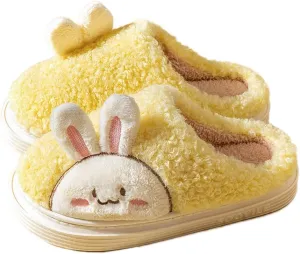 Solyinne Women's Winter Slippers Bunny Slippers Fluffy Winter Cute Thick Fur Rabbit Ladies Winter House Slippers Indoor Outdoor Bedroom Warm Shoes