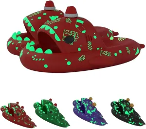 Spooky Shark Slides Glow In The Dark For Men Women, Halloween Christmas Shark Slippers, 3D Cartoon Cloudy Shark Slippers