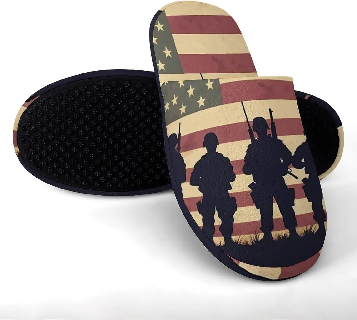 State U.S Flag Military Soldiers Army Women's Slippers Cute Warm House Shoes Home Slippers Spa Slippers Cotton Slippers