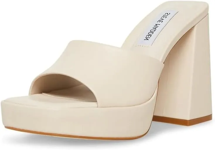 Steve Madden Cristo Platform Sandal Open Toe Chunky Heel Slip On Mule Pumps