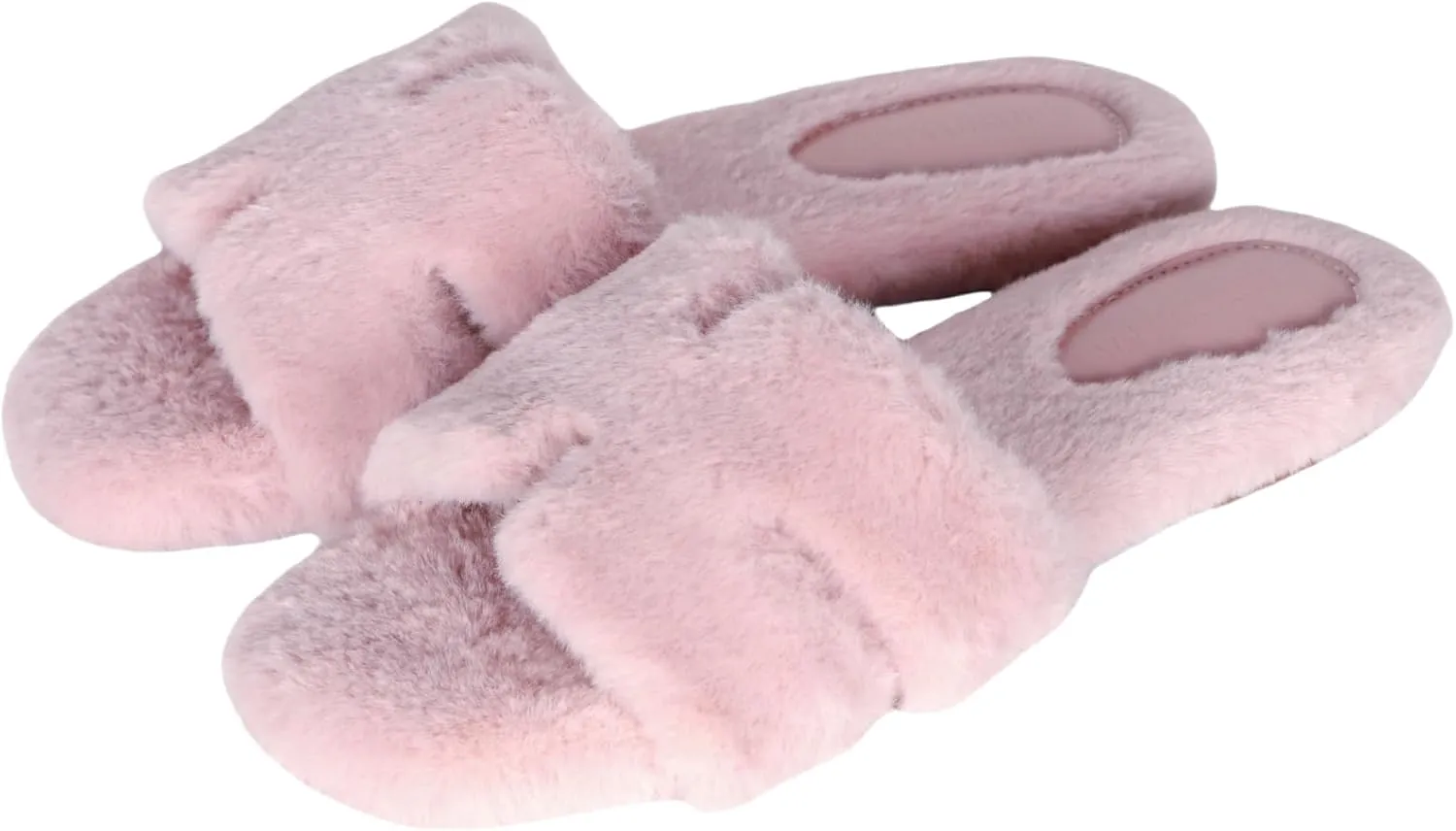 Stratuxx Kaze Womens Fur Slippers Comfy House Slide Sandals Open Toe Memory Foam Indoor Fluffy Slippers for Women