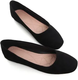 Stunner Women's Ballet Flats Fashion Classic Comfort Square Toe Slip-On Flats Wide Width Flat Shoes