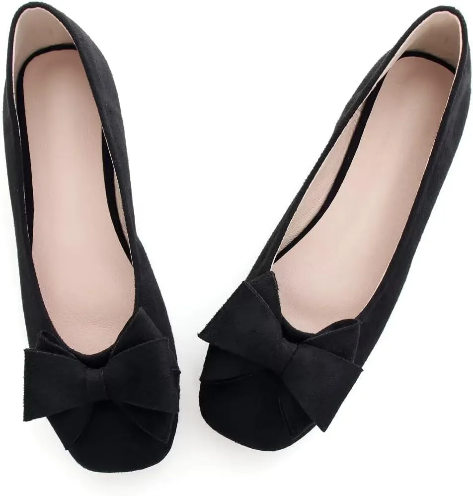 Stunner Women's Casual Flats Square Toe Bowknot Ballet Flats Comfortable Slip On Wedding Dress Shoes