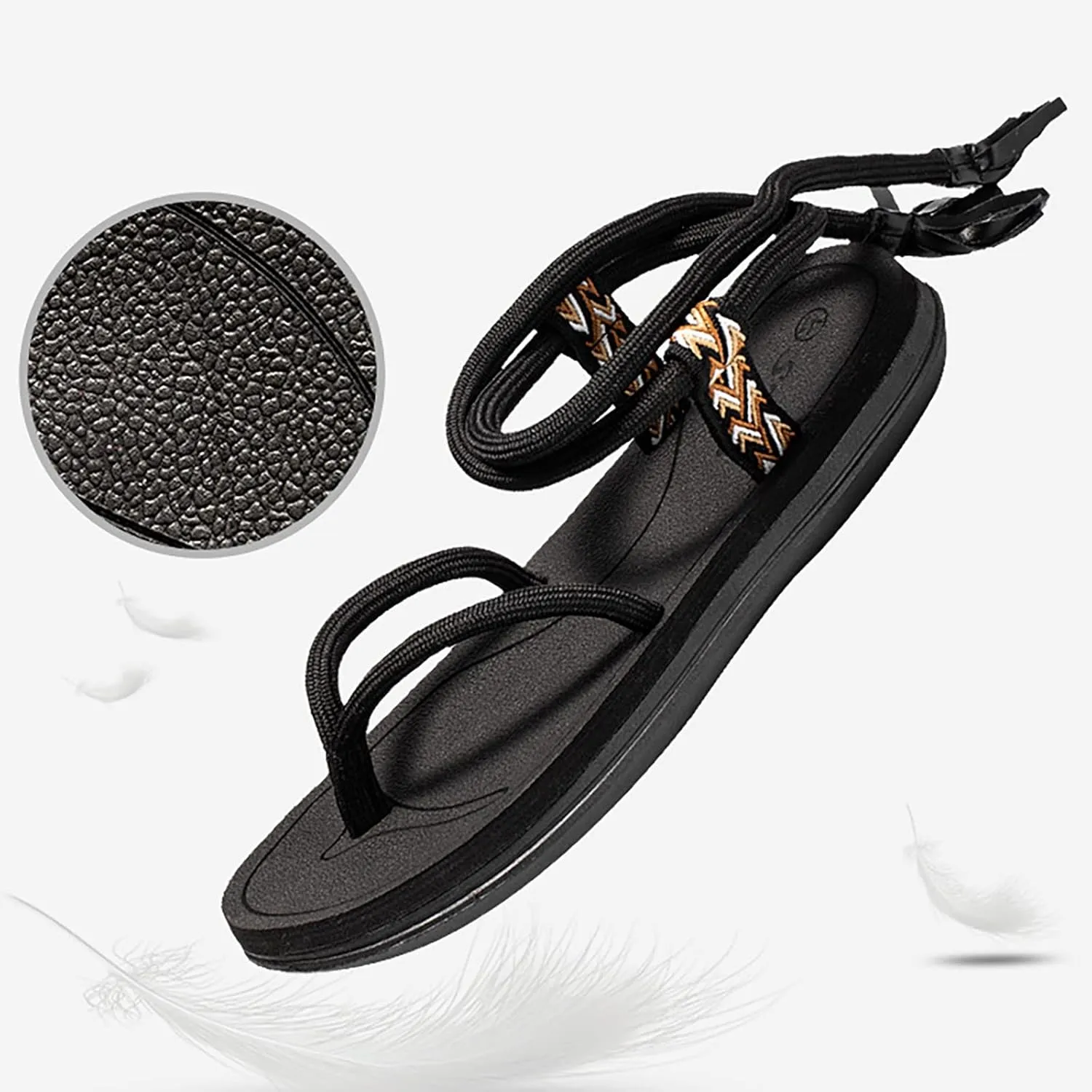 Summer Shoes Couple Men's Fashion Outerwear Rope Printed Herringbone Strap Sandal