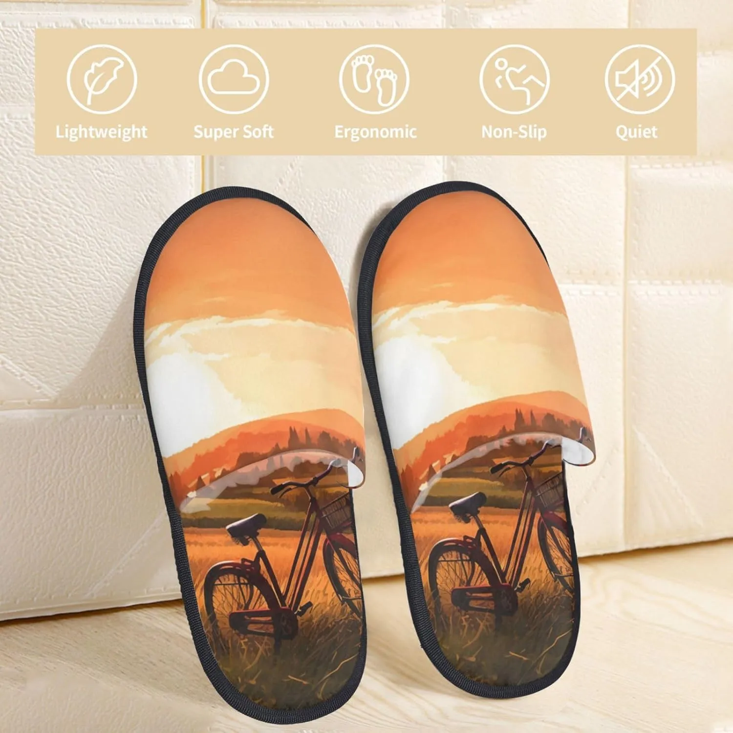 Sunset Rural View Furry House Slippers for Women Men Soft Fuzzy Slippers Indoor Casual Plush House Shoes