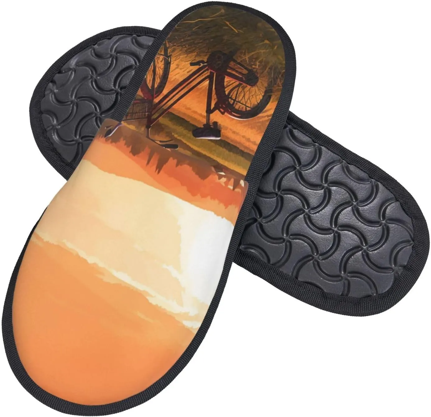 Sunset Rural View Furry House Slippers for Women Men Soft Fuzzy Slippers Indoor Casual Plush House Shoes
