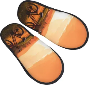 Sunset Rural View Furry House Slippers for Women Men Soft Fuzzy Slippers Indoor Casual Plush House Shoes