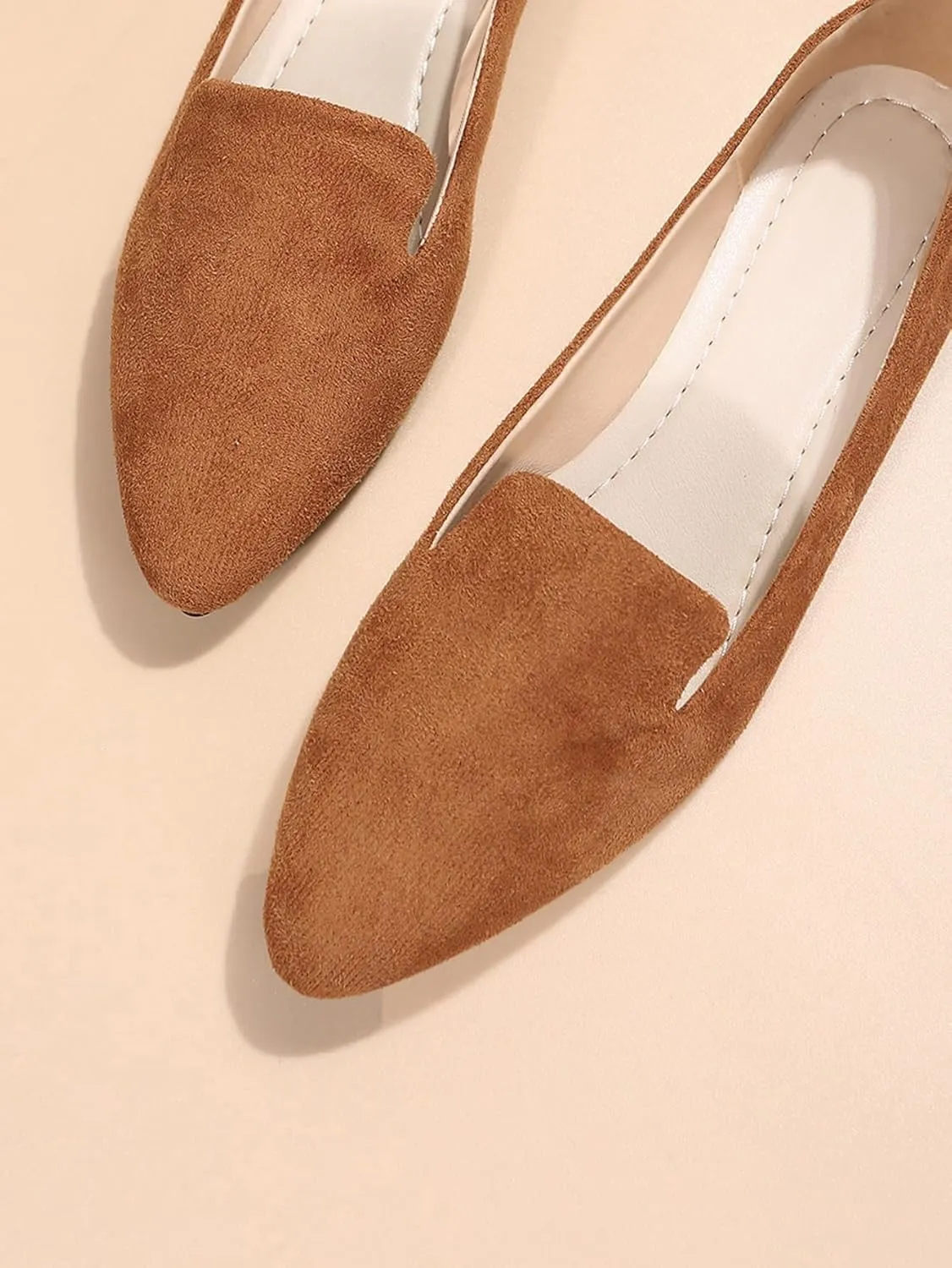 SweatyRocks Women's Pointed Toe Flats Loafers Pull on Faux Leather Casual Dressy Flat Shoes