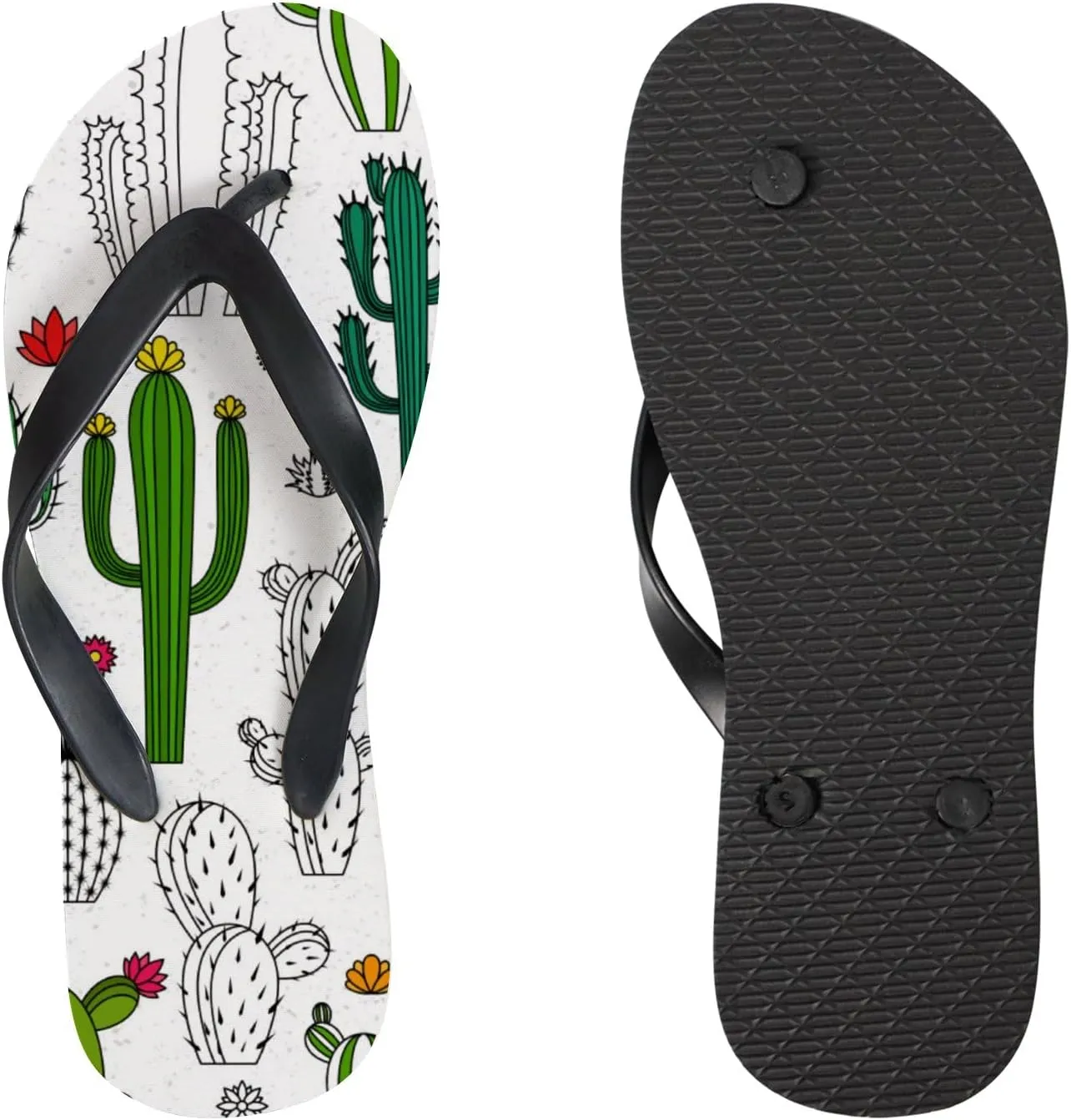 Thong Slippers Flip Flops for Women Home Cactus Casual Flat Slide Beach Slippers Sandals Shower Shoes