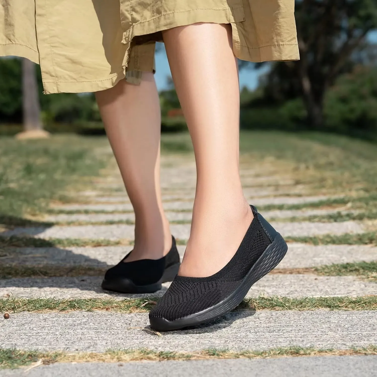 TIOSEBON Women's Comfortable Loafer Low-Top Flat Ultra Memory Foam Mesh Slip-On Walking Shoes