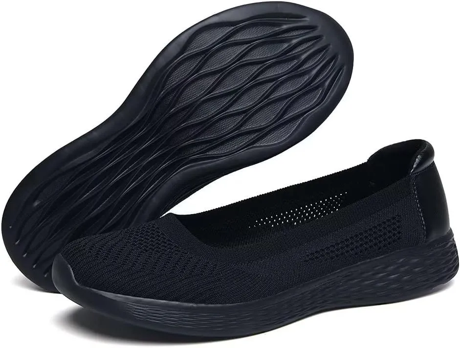 TIOSEBON Women's Comfortable Loafer Low-Top Flat Ultra Memory Foam Mesh Slip-On Walking Shoes