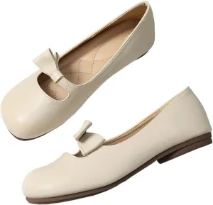 TN TANGNEST Women's Flats Classical Square Toe One Line Strap Mary Jane Flats Soft Slip On Flats