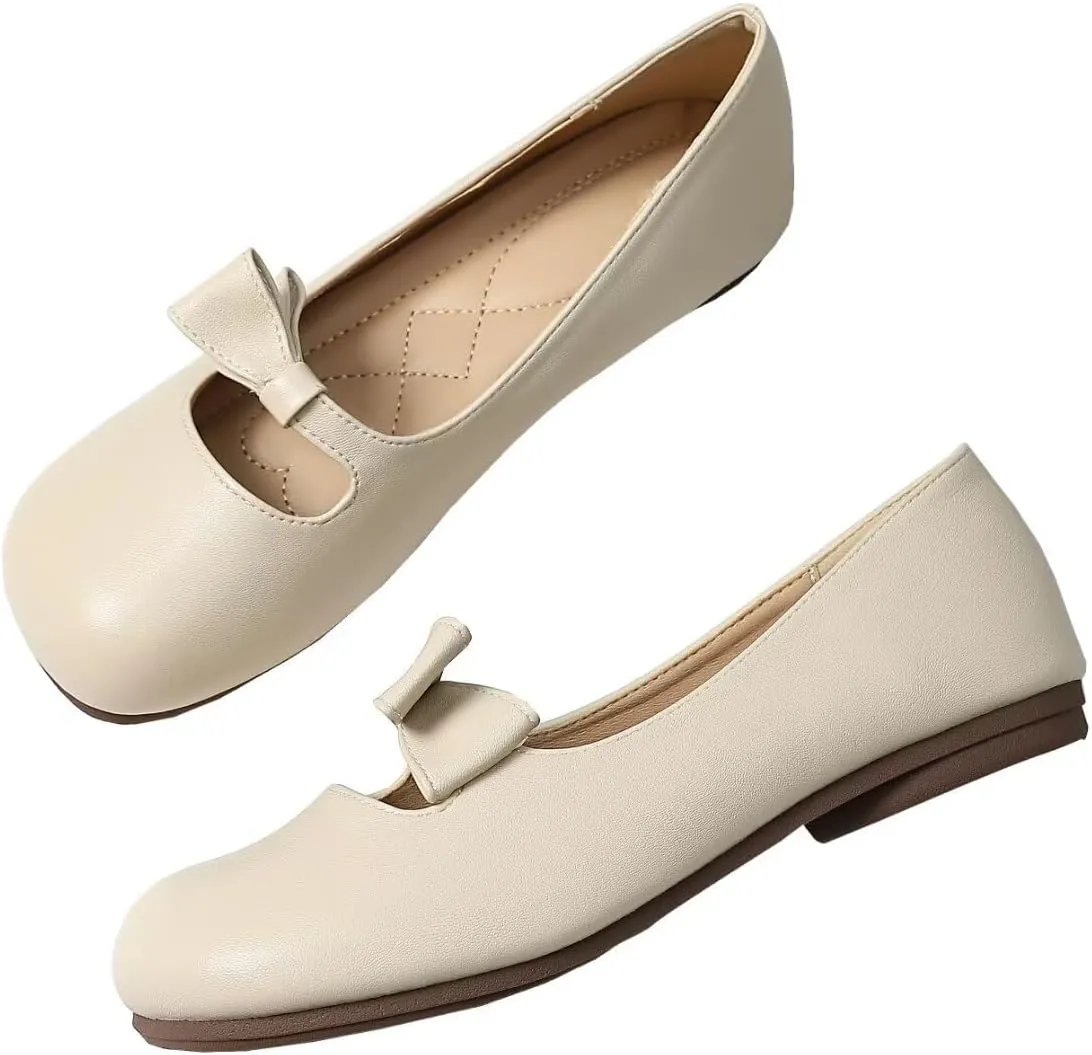 TN TANGNEST Women's Flats Classical Square Toe One Line Strap Mary Jane Flats Soft Slip On Flats