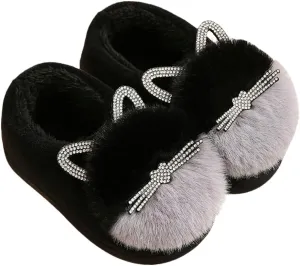 Toddler Cute Cat House Slippers - Fuzzy Winter Warm Soft House Shoes for Girls