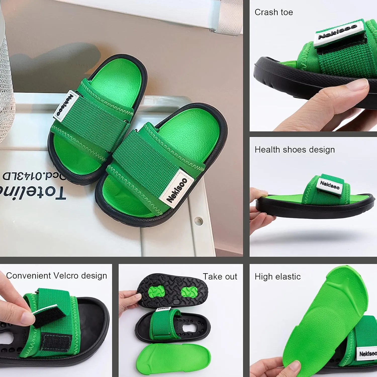 Toddler Little Kids Summer Sandals Non-Slip Boy Girl Slide Lightweight Beach Water Shoes Shower Pool Slippers