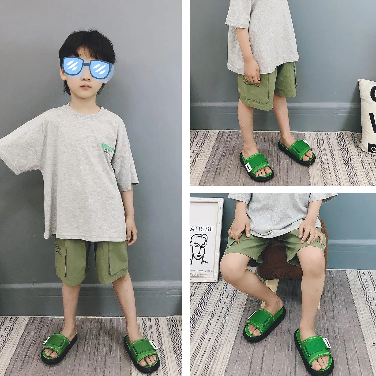 Toddler Little Kids Summer Sandals Non-Slip Boy Girl Slide Lightweight Beach Water Shoes Shower Pool Slippers