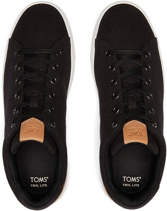 TOMS Mens Travel Lite Low Lace Up Sneakers Shoes Casual - Black