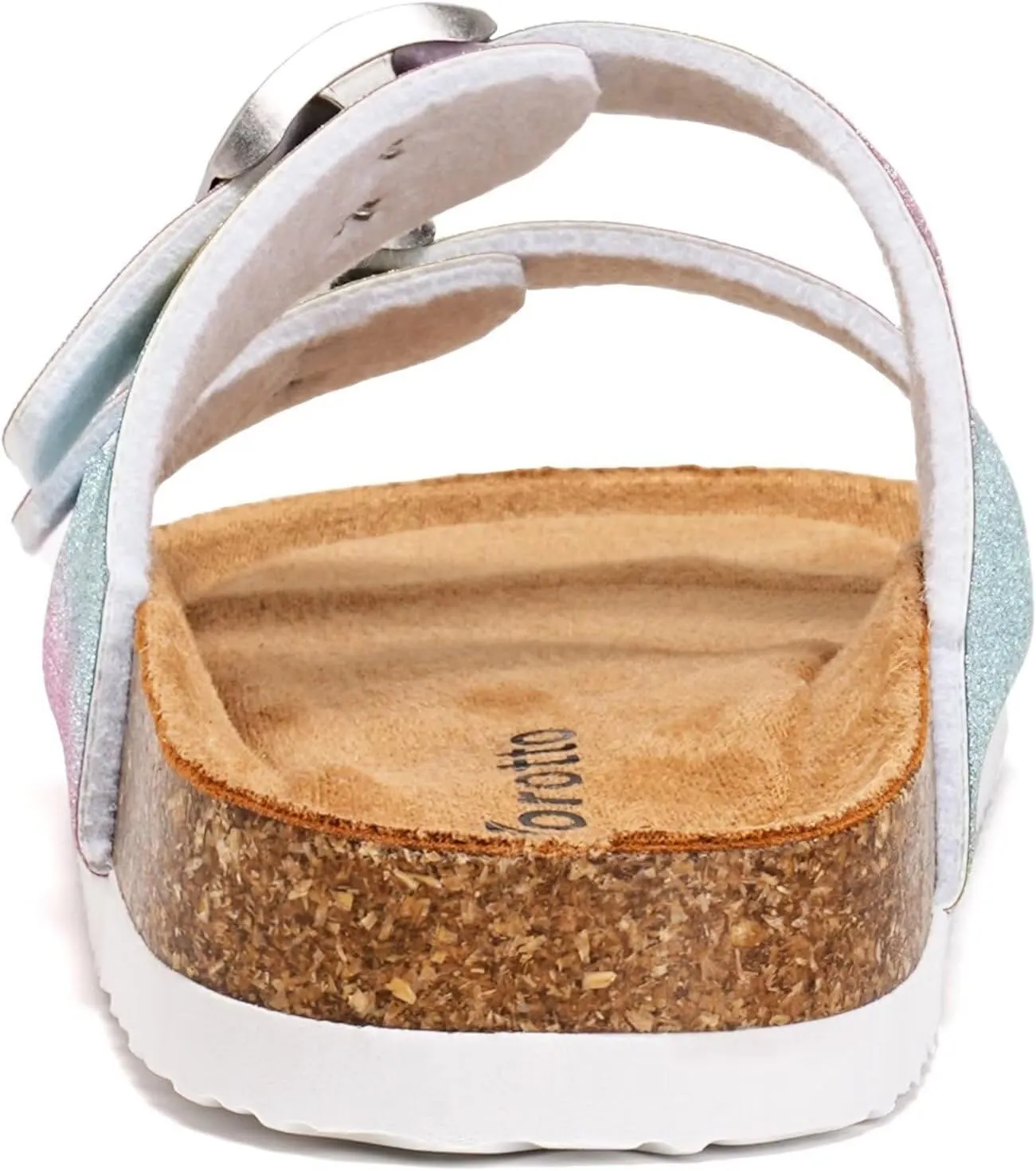 Torotto Kids Sandals Boys Girls Slide Summer Non-slip Cork Glitter Toddler Slippers with Adjustable Straps for Indoor & Outdoor
