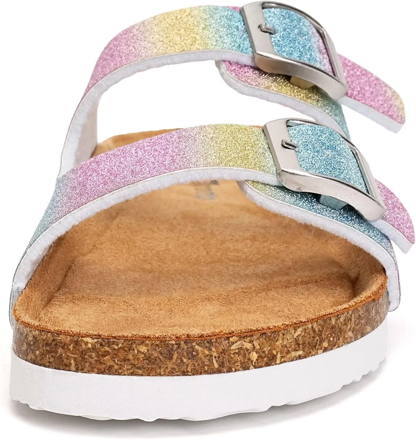Torotto Kids Sandals Boys Girls Slide Summer Non-slip Cork Glitter Toddler Slippers with Adjustable Straps for Indoor & Outdoor