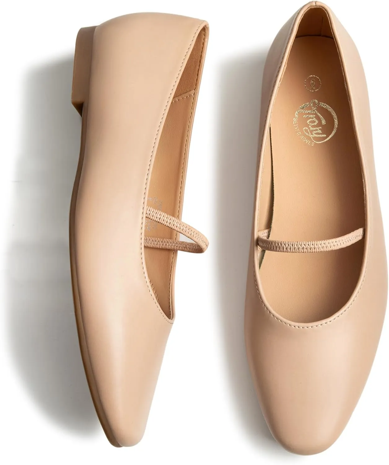 Trary Mary Jane Ballet Flats for Women - Comfortable Closed Toe Shoes With Strap