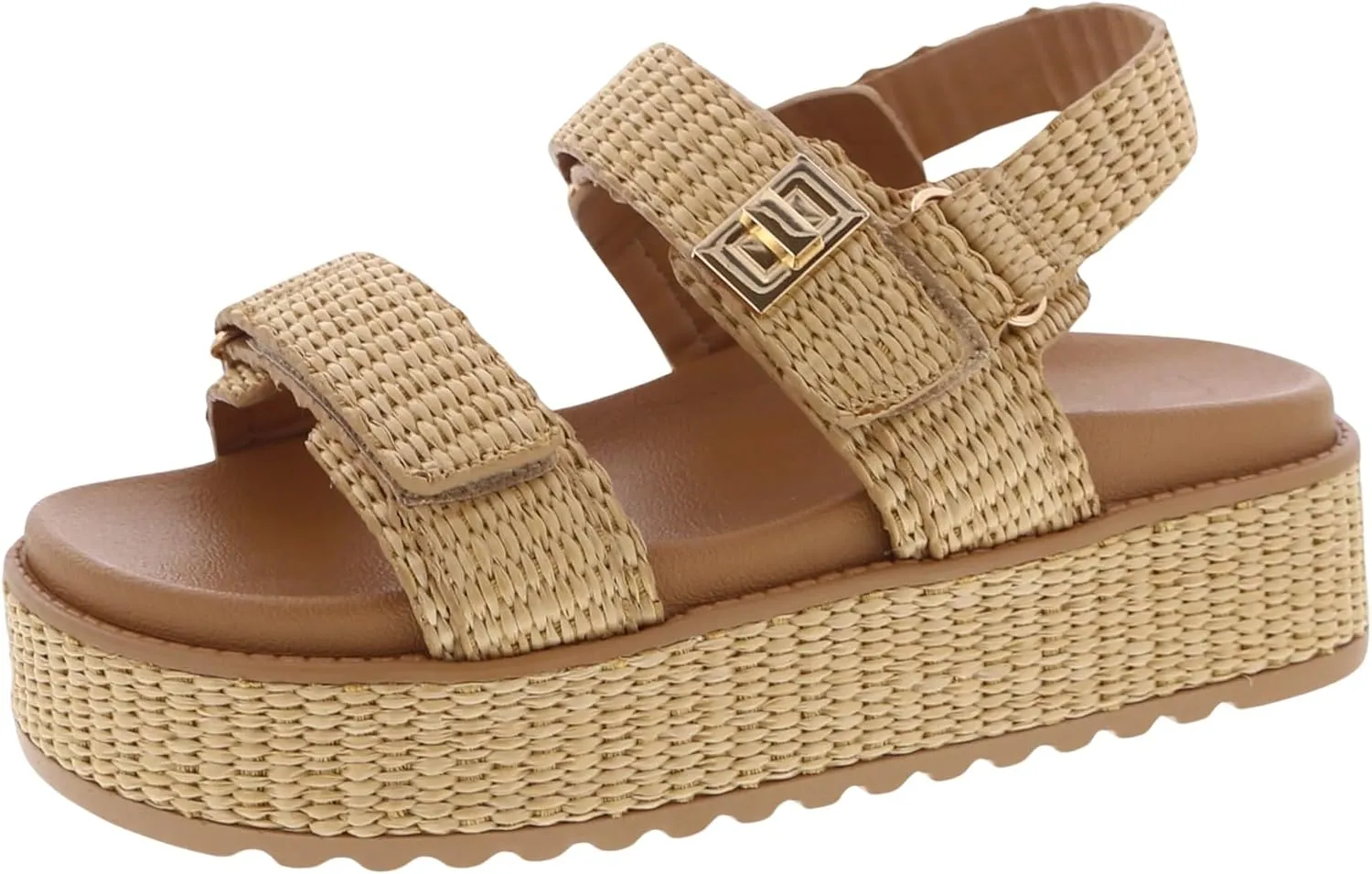 TruFox Women's Flat Sandals Comfort Adjustable Double Strap Slip on Molded Footbed